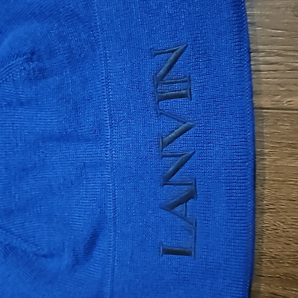 LANVIN LOGO EMBROIDERY WOOL HAT- BLUE - Picture 8 of 11